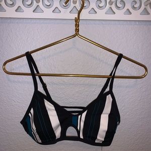 Cupshe Blue White and Black Striped Bikini